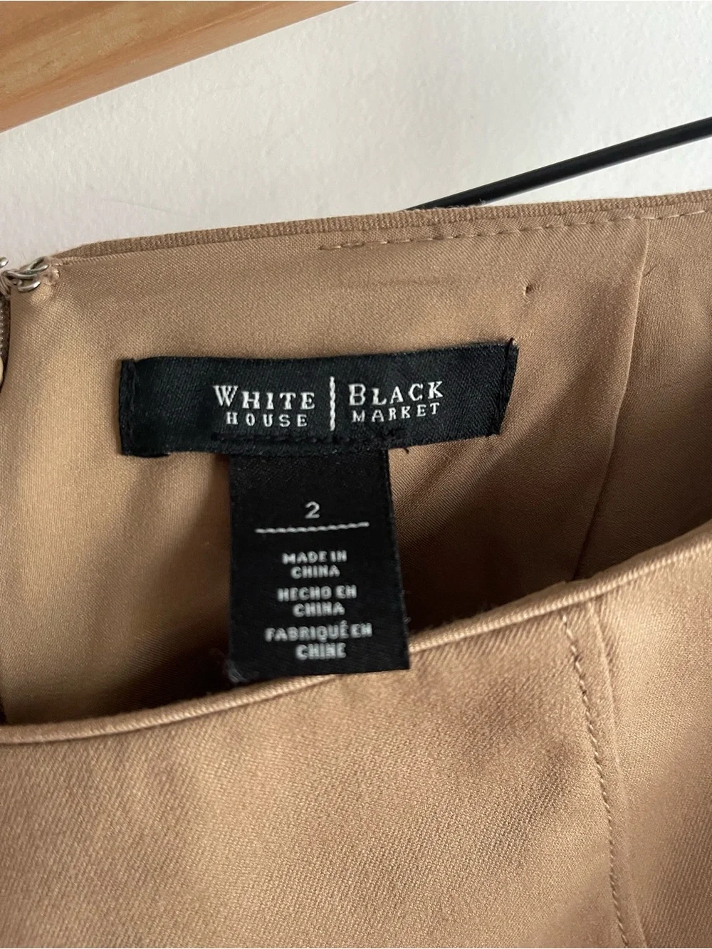 White House Black Market Camel Tan Pencil Skirt w/ Gold Hardware Career Classic